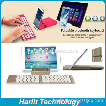 Mini Portable Dual Foldable Bluetooth Keyboard With Aluminum Case For Mobile Phone Tablet PC As Stand